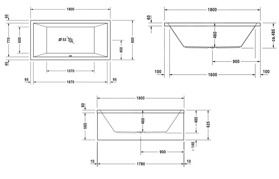 Duravit Starck - Bad 1800x900 Mm, Wit 700052000000000 2 Duravit Starck - Bad 1800x900 Mm, Wit 700052000000000 - Afbeelding 2