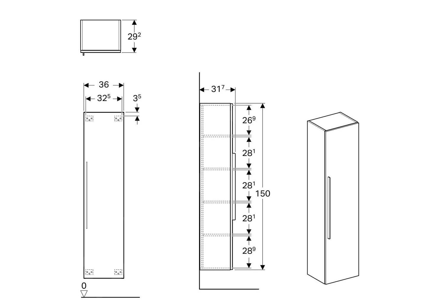 Geberit ICon - Hoge Kast 1500x360 Mm Met Spiegel, Mat Wit 841150000 2 Geberit ICon - Hoge Kast 1500x360 Mm Met Spiegel, Mat Wit 841150000 - Afbeelding 2