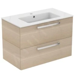 Ideal Standard Tempo - Wastafelonderkast Met Wastafel 815x450 Mm, 2 Laden, Decor Zand Eiken K2978OS