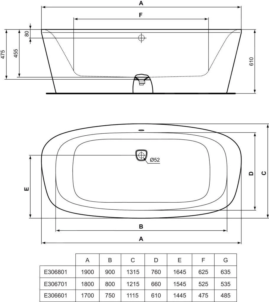 Ideal Standard Dea - Vrijstaand Bad 1800x800 Mm, Wit E306701 2 Ideal Standard Dea - Vrijstaand Bad 1800x800 Mm, Wit E306701 - Afbeelding 2