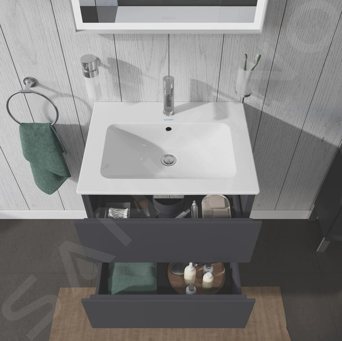 Duravit L-Cube - Wastafelonderkast 550x620x481 Mm, 2 Laden, Grafiet Mat LC624004949 4 Duravit L-Cube - Wastafelonderkast 550x620x481 Mm, 2 Laden, Grafiet Mat LC624004949 - Afbeelding 4