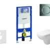 Geberit Duofix - Toiletset Met Sigma01 Bedieningsplaat, Glanzend Chroom + Duravit D-Code Hangend Toilet En Wc Bril, Rimless, SoftClose 111.300.00.5 NH2
