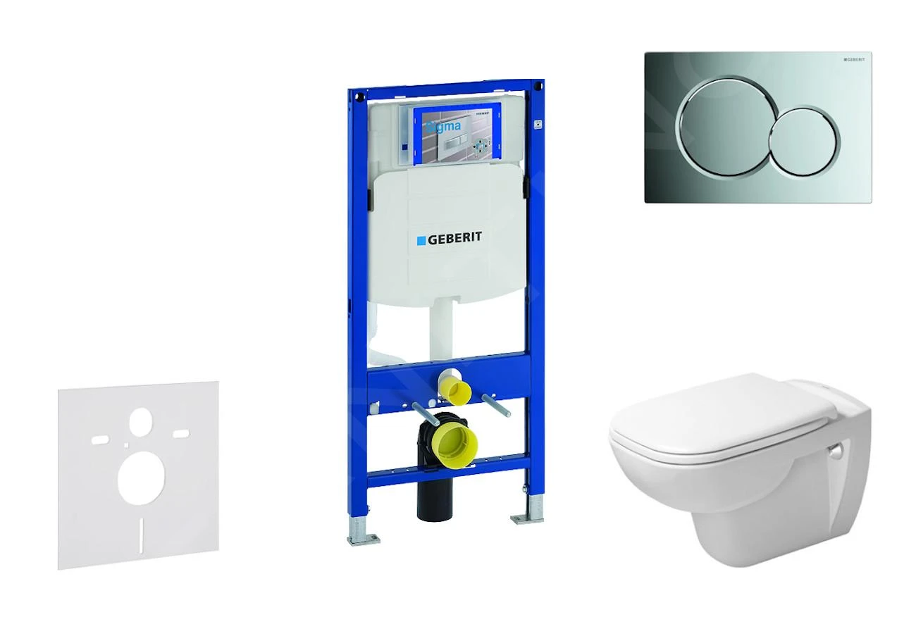 Geberit Duofix - Toiletset Met Sigma01 Bedieningsplaat, Glanzend Chroom + Duravit D-Code Hangend Toilet En Wc Bril, Rimless, SoftClose 111.300.00.5 NH2 1 Geberit Duofix - Toiletset Met Sigma01 Bedieningsplaat, Glanzend Chroom + Duravit D-Code Hangend Toilet En Wc Bril, Rimless, SoftClose 111.300.00.5 NH2