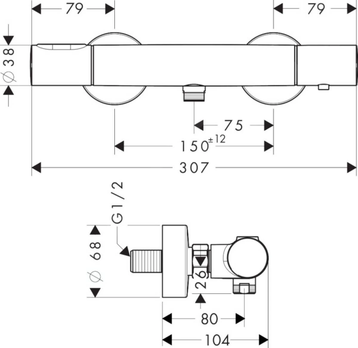 Axor Citterio M - Opbouw Douchethermostaat, Chroom 34635000 2 Axor Citterio M - Opbouw Douchethermostaat, Chroom 34635000 - Afbeelding 2