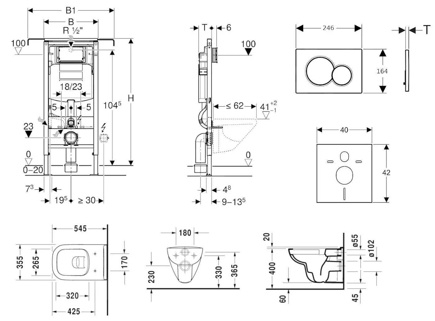 Geberit Duofix - Toiletset Met Sigma01 Bedieningsplaat, Alpine Wit + Duravit D-Code Hangend Toilet En Wc Bril, Rimless, SoftClose 111.355.00.5 NH1 2 Geberit Duofix - Toiletset Met Sigma01 Bedieningsplaat, Alpine Wit + Duravit D-Code Hangend Toilet En Wc Bril, Rimless, SoftClose 111.355.00.5 NH1 - Afbeelding 2
