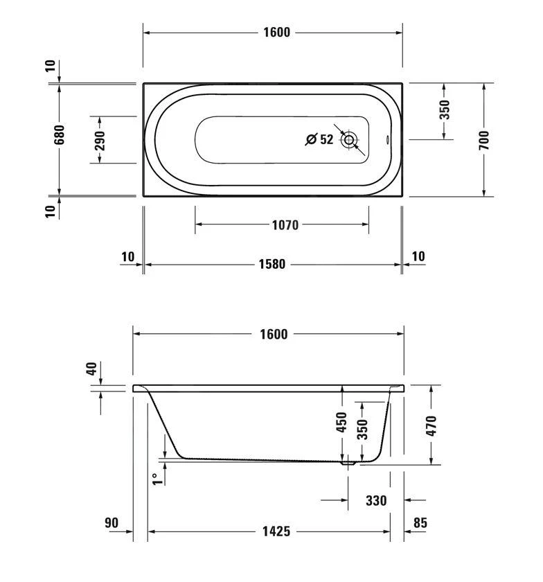 Duravit Soleil By Starck - Bad 1600x700 Mm, Wit 700499000000000 2 Duravit Soleil By Starck - Bad 1600x700 Mm, Wit 700499000000000 - Afbeelding 2