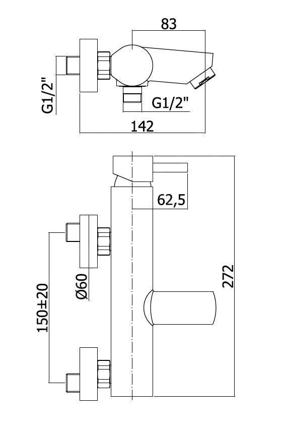 Paffoni Stick - Badkraan, Chroom SK022CR 2 Paffoni Stick - Badkraan, Chroom SK022CR - Afbeelding 2