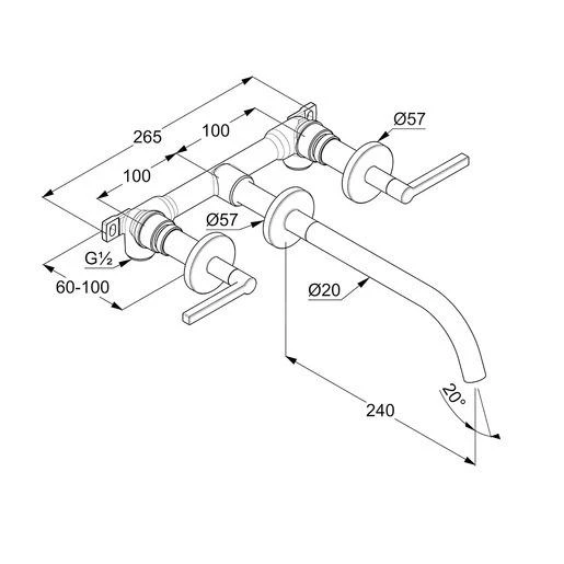 Kludi Nova Fonte - Wastafel Inbouwkraan, 3-gats, Chroom 201460515 2 Kludi Nova Fonte - Wastafel Inbouwkraan, 3-gats, Chroom 201460515 - Afbeelding 2
