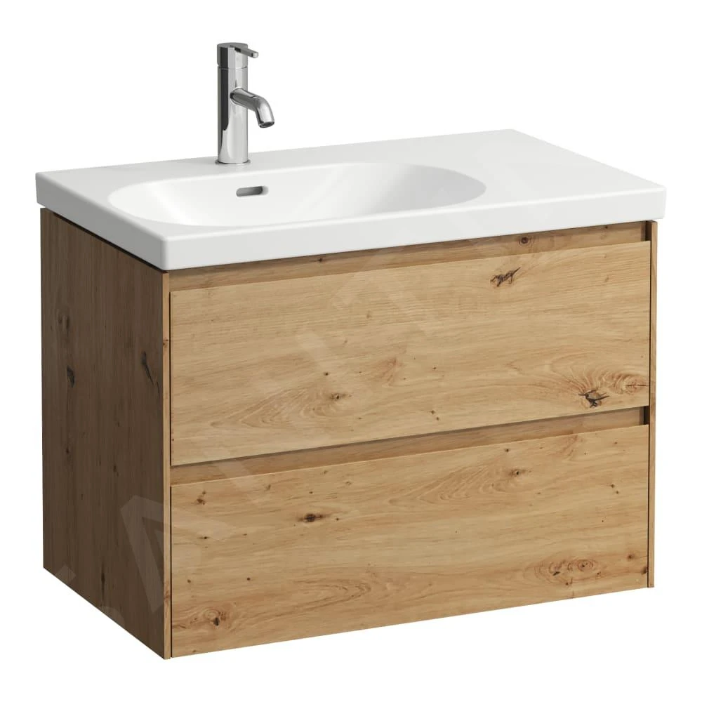 Laufen Lani - Wastafelonderkast, 74x45x52 Cm, 2 Laden, Eiken H4035921122671 1 Laufen Lani - Wastafelonderkast, 74x45x52 Cm, 2 Laden, Eiken H4035921122671