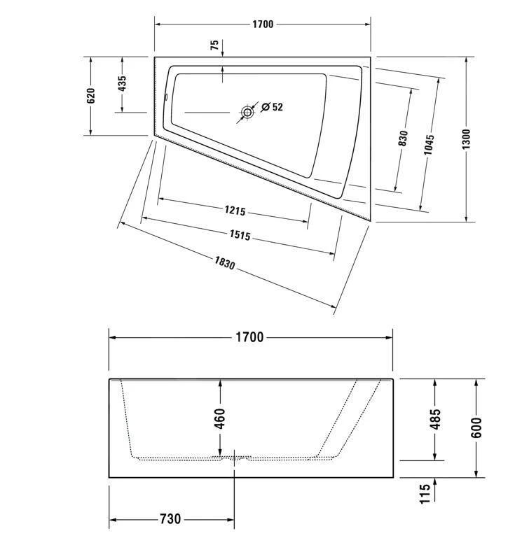 Duravit Paiova - Asymmetrisch Bad, 1700x1300 Mm, Met Paneel, Rechts, Wit 700267000000000 2 Duravit Paiova - Asymmetrisch Bad, 1700x1300 Mm, Met Paneel, Rechts, Wit 700267000000000 - Afbeelding 2