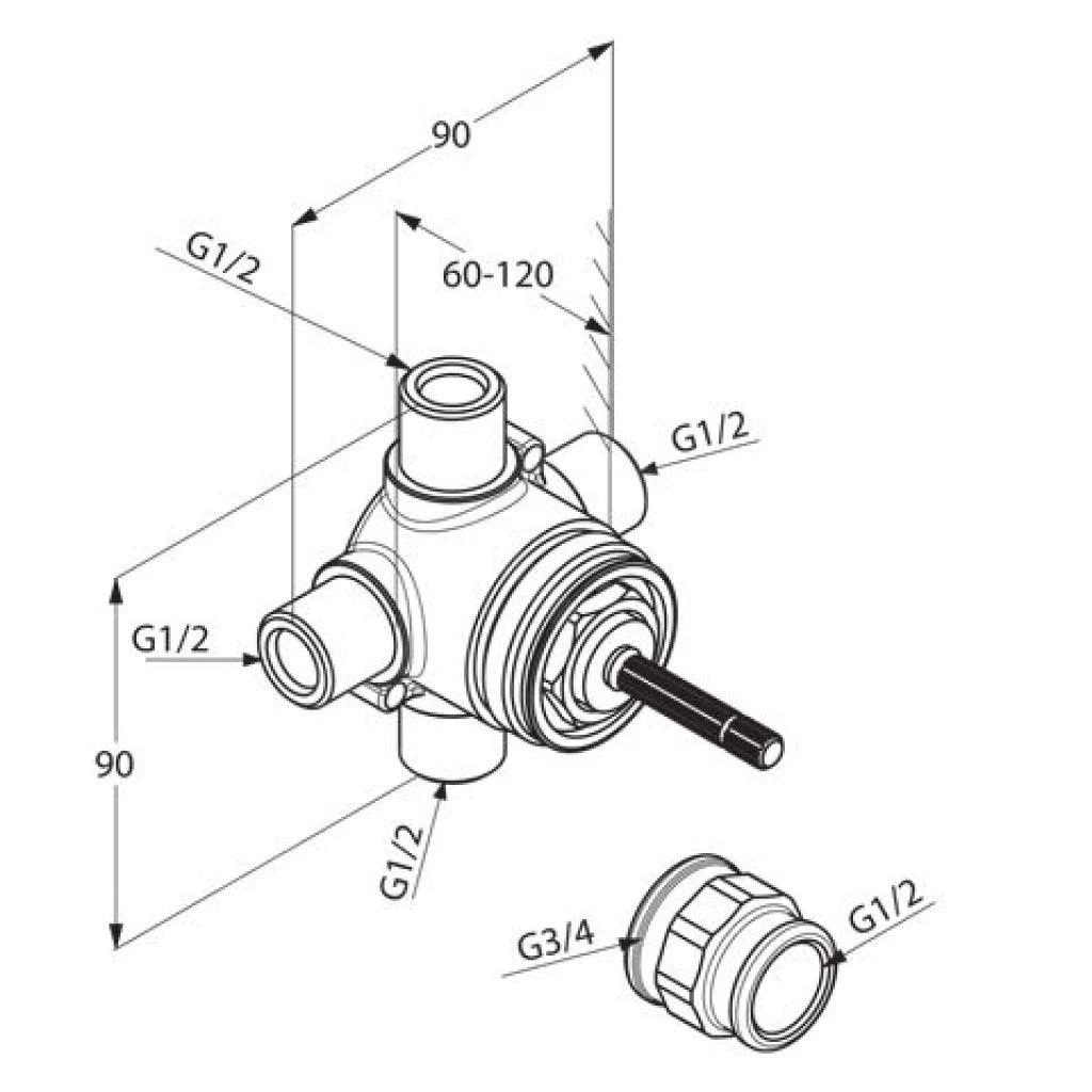 Kludi Toebehoren - Inbouwdeel 2 Weg Omstelling 29747 2 Kludi Toebehoren - Inbouwdeel 2 Weg Omstelling 29747 - Afbeelding 2