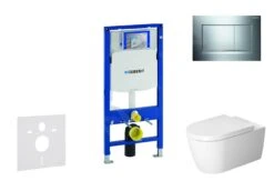 Geberit Duofix - Toiletset Met Sigma30 Bedieningsplaat, Glanzend Chroom/mat Chroom + Duravit ME By Starck Hangend Toilet En Wc Bril, Rimless, SoftClose 111.300.00.5 NM6