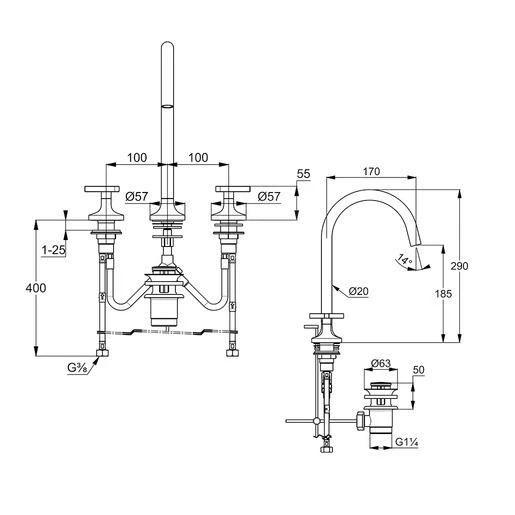 Kludi Nova Fonte - Wastafelkraan Met Afvoergarnituur En Draaibare Uitloop, 3-gats, Chroom 201430539 2 Kludi Nova Fonte - Wastafelkraan Met Afvoergarnituur En Draaibare Uitloop, 3-gats, Chroom 201430539 - Afbeelding 2
