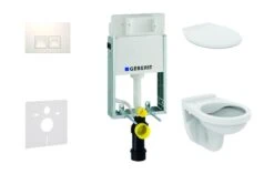 Geberit Kombifix - Inbouwreservoir Voor Hangend Toilet Met DELTA50 Bedieningsknop, Alpine Wit + Closet Alpha Met WC-zitting 110.100.00.1 NR4