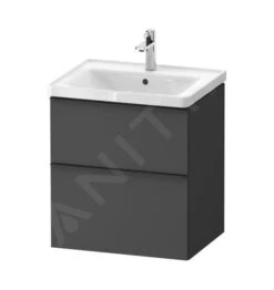 Duravit D-Neo - Wastafelonderkast Met Wastafel, 625x584x452 Mm, 2 Laden, Grafiet Mat DE0147049490000