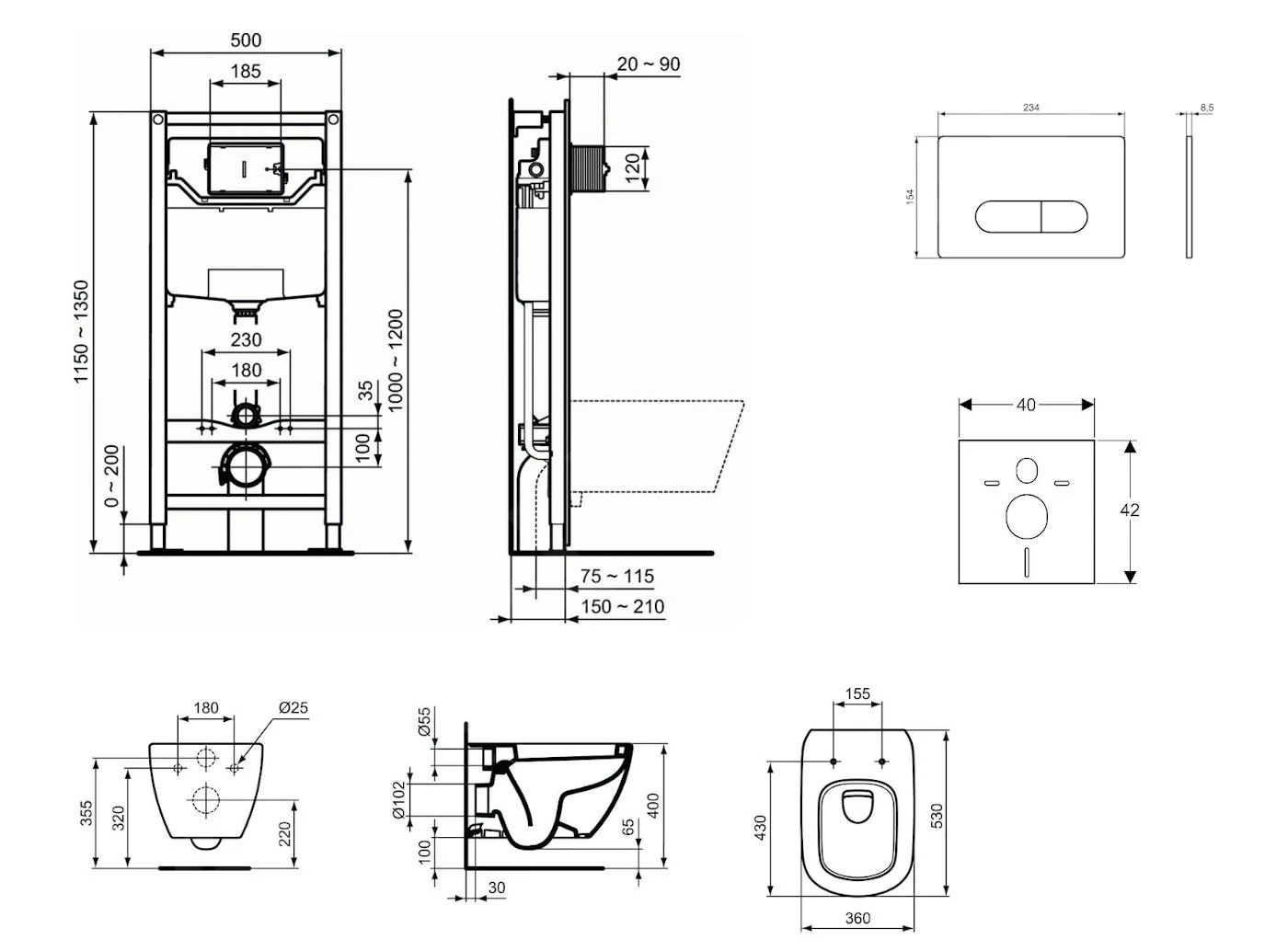 Ideal Standard ProSys - Toiletset- Inbouwreservoir, Closet, WC-zitting Tesi, Oleas M1 Bedieningsplaat, Wit ProSys120M SP16 2 Ideal Standard ProSys - Toiletset- Inbouwreservoir, Closet, WC-zitting Tesi, Oleas M1 Bedieningsplaat, Wit ProSys120M SP16 - Afbeelding 2