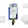 Geberit Kombifix - Inbouwreservoir Voor Hangend Toilet Met SIGMA01 Bedieningsknop, Alpine Wit + Villeroy Boch - Hangend Toilet En Wc-bril, DirectFlush, SoftClose, CeramicPlus 110.302.00.5 NB1