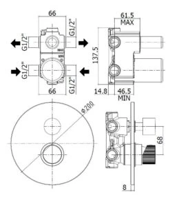 Paffoni Jo - Inbouwkraan Incl. Inbouwdeel, Voor 2 Uitgangen, Chroom JO018CR -Badkamer Luxe 69fbc725ece5d5bd17c21e23