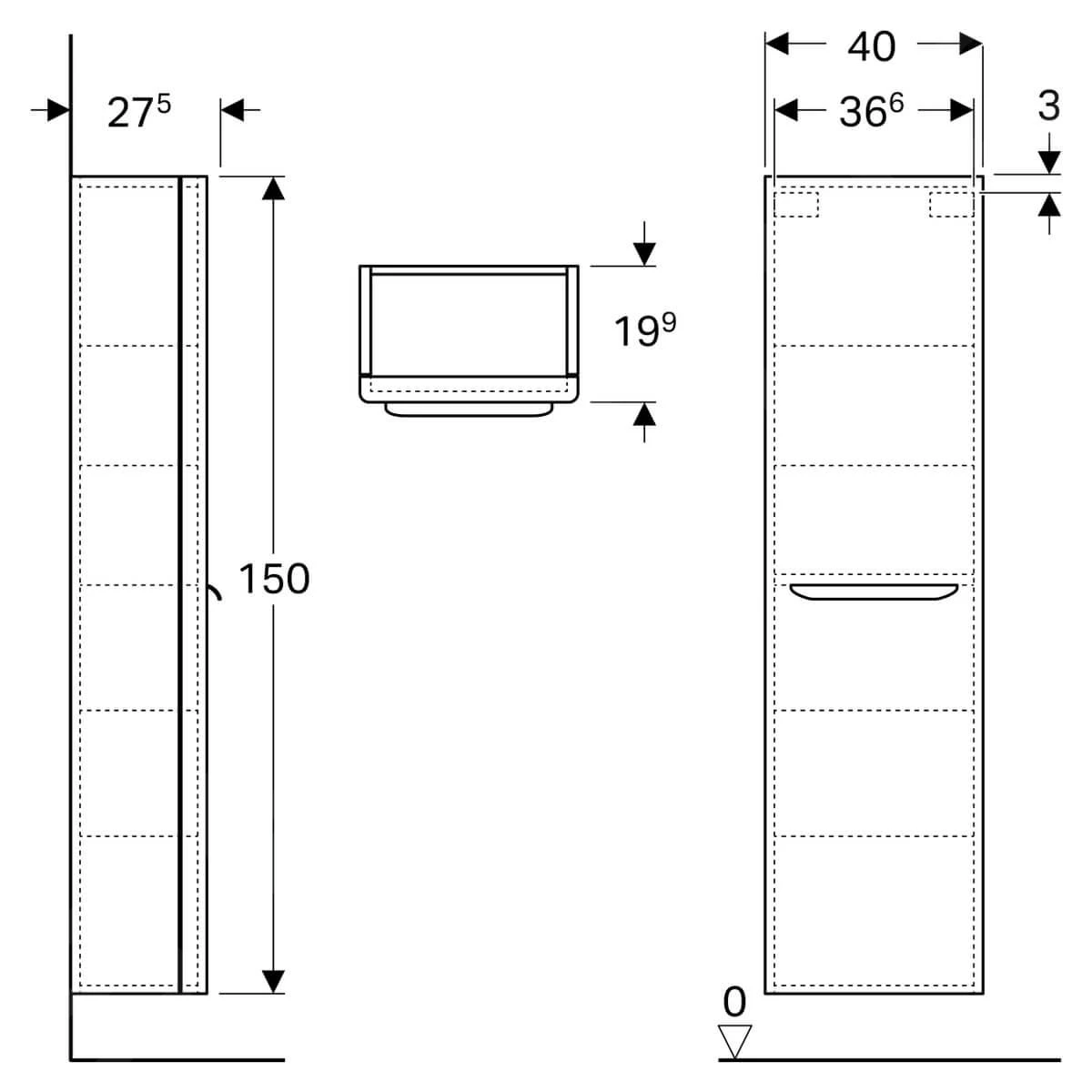 Geberit MyDay - Hoge Kast, 400x1500x275 Mm, 1 Deur, Glanzend Wit Y824000000 2 Geberit MyDay - Hoge Kast, 400x1500x275 Mm, 1 Deur, Glanzend Wit Y824000000 - Afbeelding 2