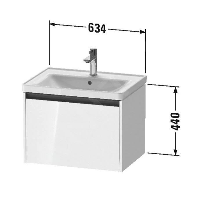 Duravit Ketho.2 - Wastafelkast 440x634x455 Mm, 1 Lade, Grafiet Mat K25082049490000 2 Duravit Ketho.2 - Wastafelkast 440x634x455 Mm, 1 Lade, Grafiet Mat K25082049490000 - Afbeelding 2