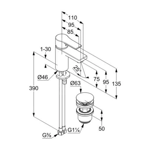 Kludi Zenta SL - Wastafelkraan Met Push-Open Afvoergarnituur, Chroom 482660565 2 Kludi Zenta SL - Wastafelkraan Met Push-Open Afvoergarnituur, Chroom 482660565 - Afbeelding 2