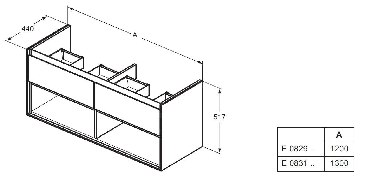 Ideal Standard Connect Air - Wastafelonderkast Voor Dubbele Wastafel 1200 Mm, Mat Bruin/mat Wit Gelakt E0829VY 2 Ideal Standard Connect Air - Wastafelonderkast Voor Dubbele Wastafel 1200 Mm, Mat Bruin/mat Wit Gelakt E0829VY - Afbeelding 2
