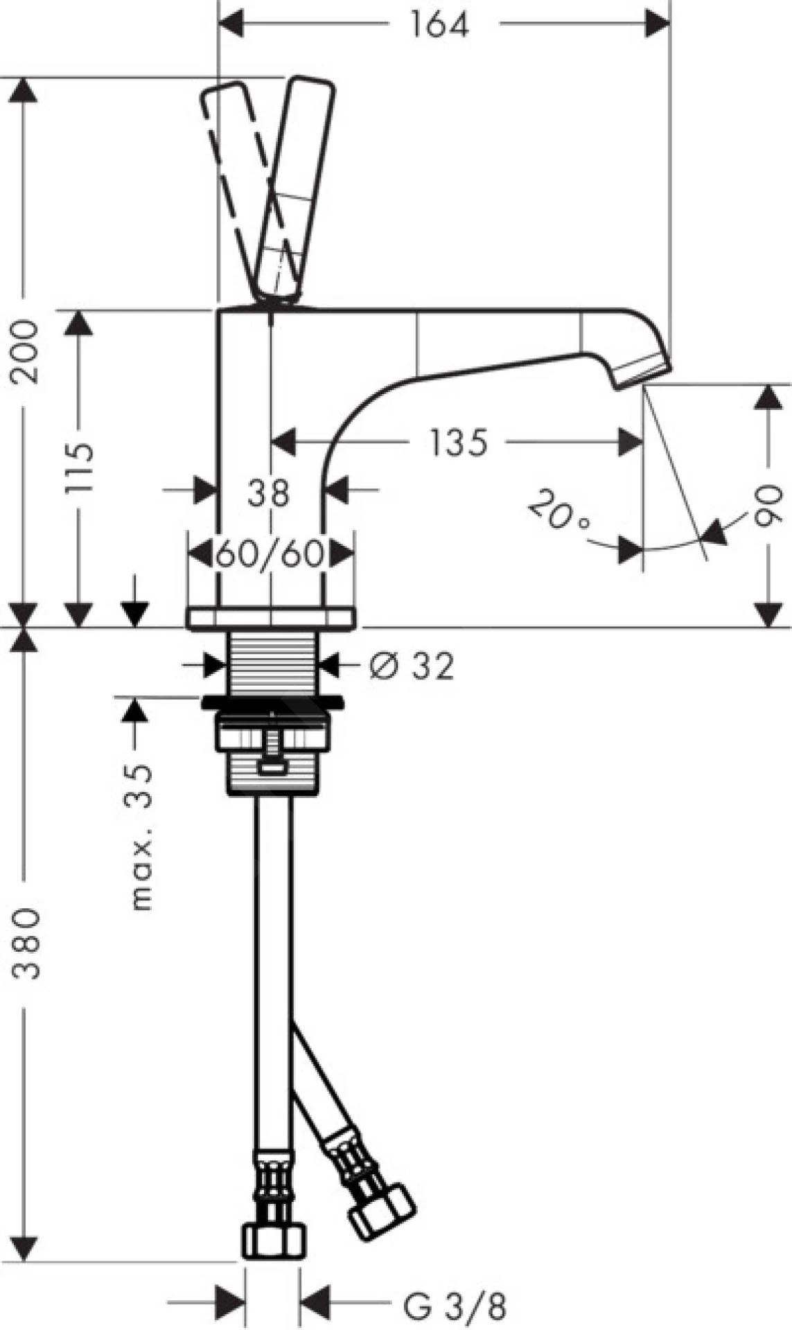 Axor Citterio E - Fonteinkraan 115, Chroom 36102000 2 Axor Citterio E - Fonteinkraan 115, Chroom 36102000 - Afbeelding 2