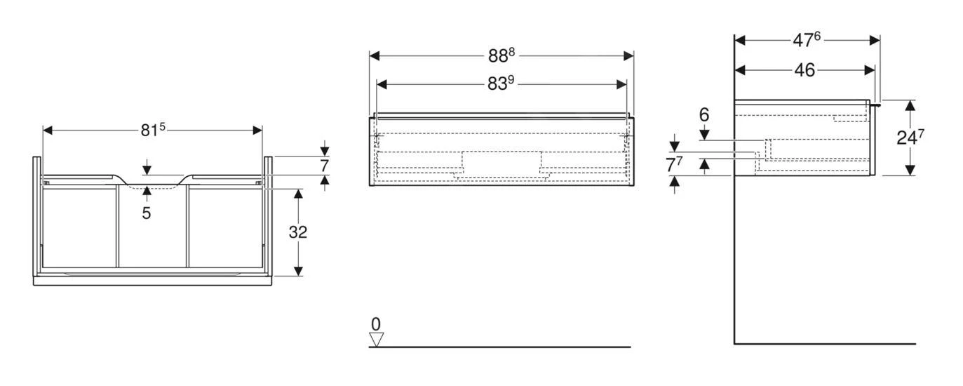 Geberit ICon - Wastafelonderkast, 89x25x48 Cm, 1 Lade, Lava 502.312.JK.1 2 Geberit ICon - Wastafelonderkast, 89x25x48 Cm, 1 Lade, Lava 502.312.JK.1 - Afbeelding 2