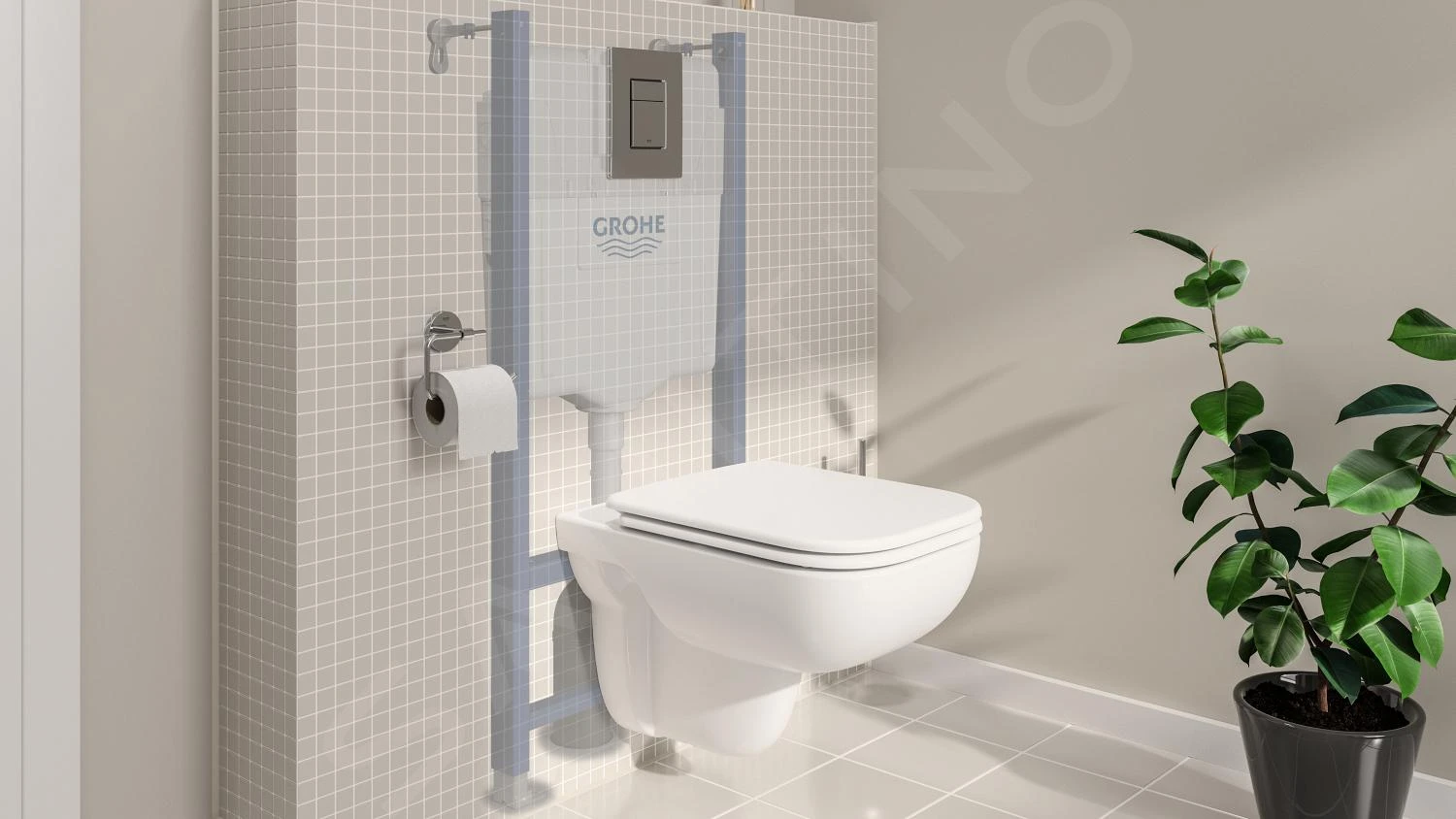 Grohe Solido - Voorwand Montageset, Edge Ceramic Toilet En Softclose Zitting, Even Bedieningsplaat, Chroom 39816000 7 Grohe Solido - Voorwand Montageset, Edge Ceramic Toilet En Softclose Zitting, Even Bedieningsplaat, Chroom 39816000 - Afbeelding 7
