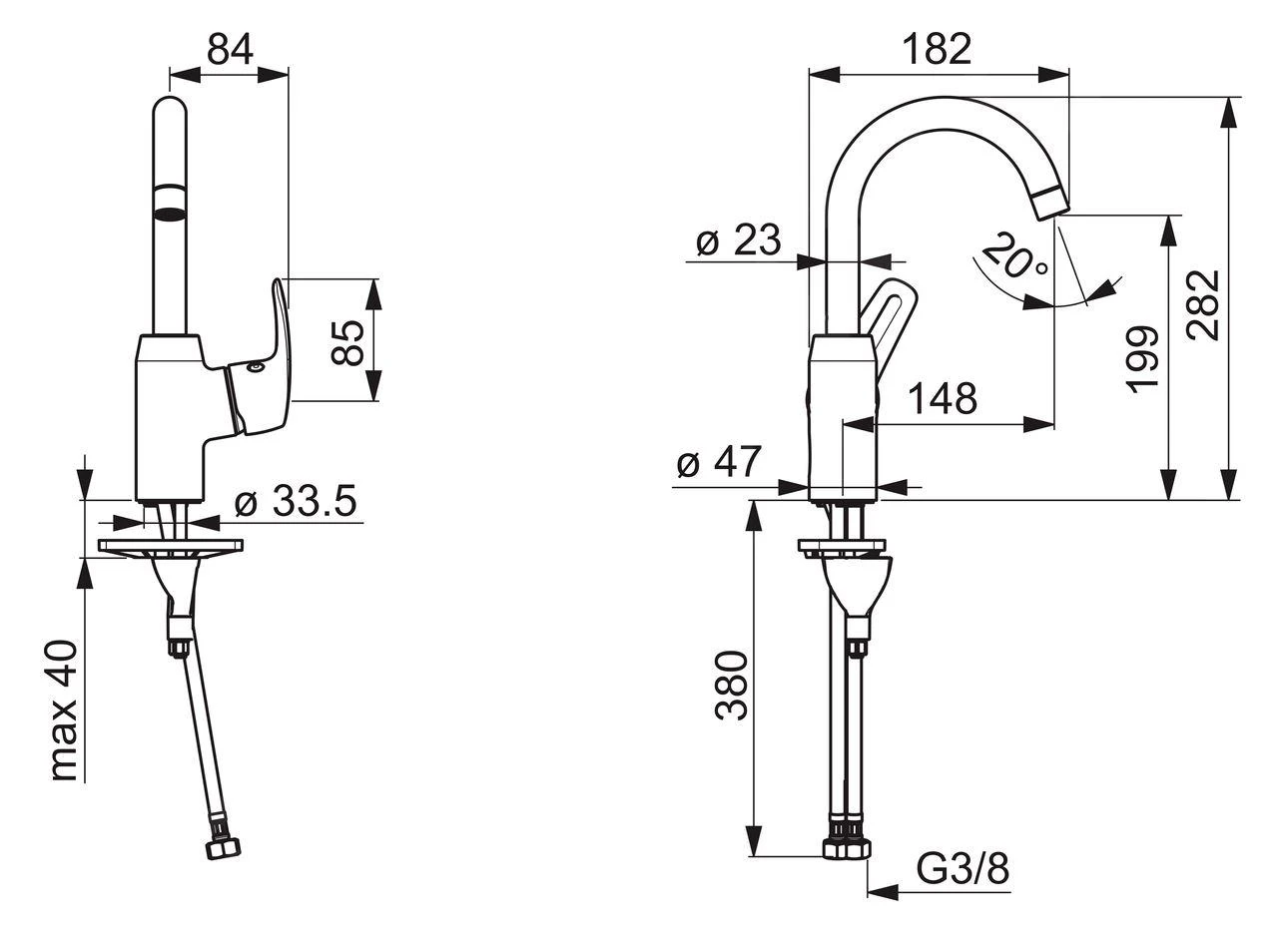Hansa Pinto - Wastafelkraan, Chroom 45092283 2 Hansa Pinto - Wastafelkraan, Chroom 45092283 - Afbeelding 2
