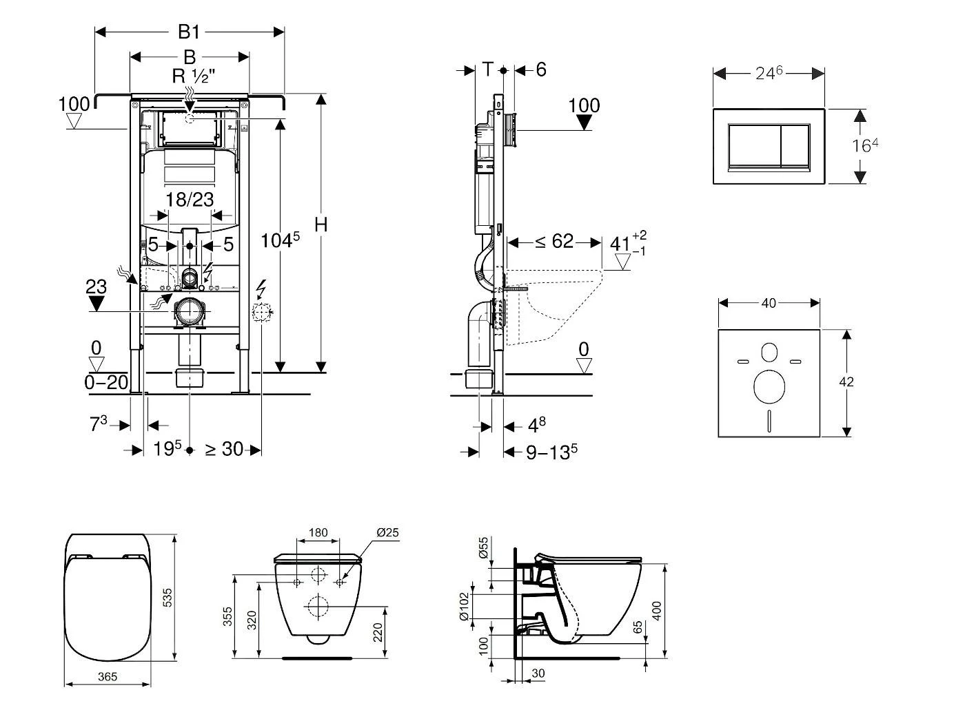 Geberit Duofix - Inbouwreservoir Voor Hangend Toilet Met SIGMA30 Bedieningsknop, Glanzend Chroom/mat Chroom + Ideal Standard Tesi - Hangend Toilet En Wc-bril, Aquablade, SoftClose 111.355.00.5 NU6 2 Geberit Duofix - Inbouwreservoir Voor Hangend Toilet Met SIGMA30 Bedieningsknop, Glanzend Chroom/mat Chroom + Ideal Standard Tesi - Hangend Toilet En Wc-bril, Aquablade, SoftClose 111.355.00.5 NU6 - Afbeelding 2
