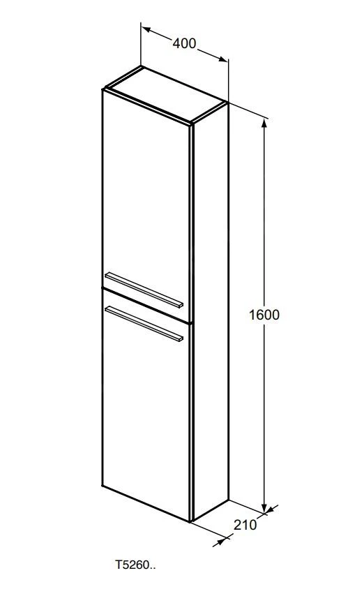 Ideal Standard I.Life S - Hoge Kast 400x210x1600 Mm, 2 Deuren L/P, Coffee Eiken T5288NW 2 Ideal Standard I.Life S - Hoge Kast 400x210x1600 Mm, 2 Deuren L/P, Coffee Eiken T5288NW - Afbeelding 2