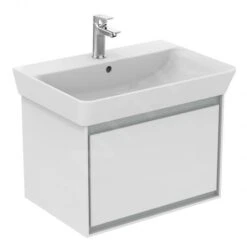 Ideal Standard Connect Air - Wastafelonderkast Cube 650 Mm, 580x409x400 Mm, Glanzend Wit/lichtgrijs Mat E0847KN