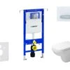 Geberit Duofix - Toiletset Met Sigma50 Bedieningsplaat, Alpine Wit + Duravit D-Code Hangend Toilet En Wc Bril, Rimless, SoftClose 111.355.00.5 NH8