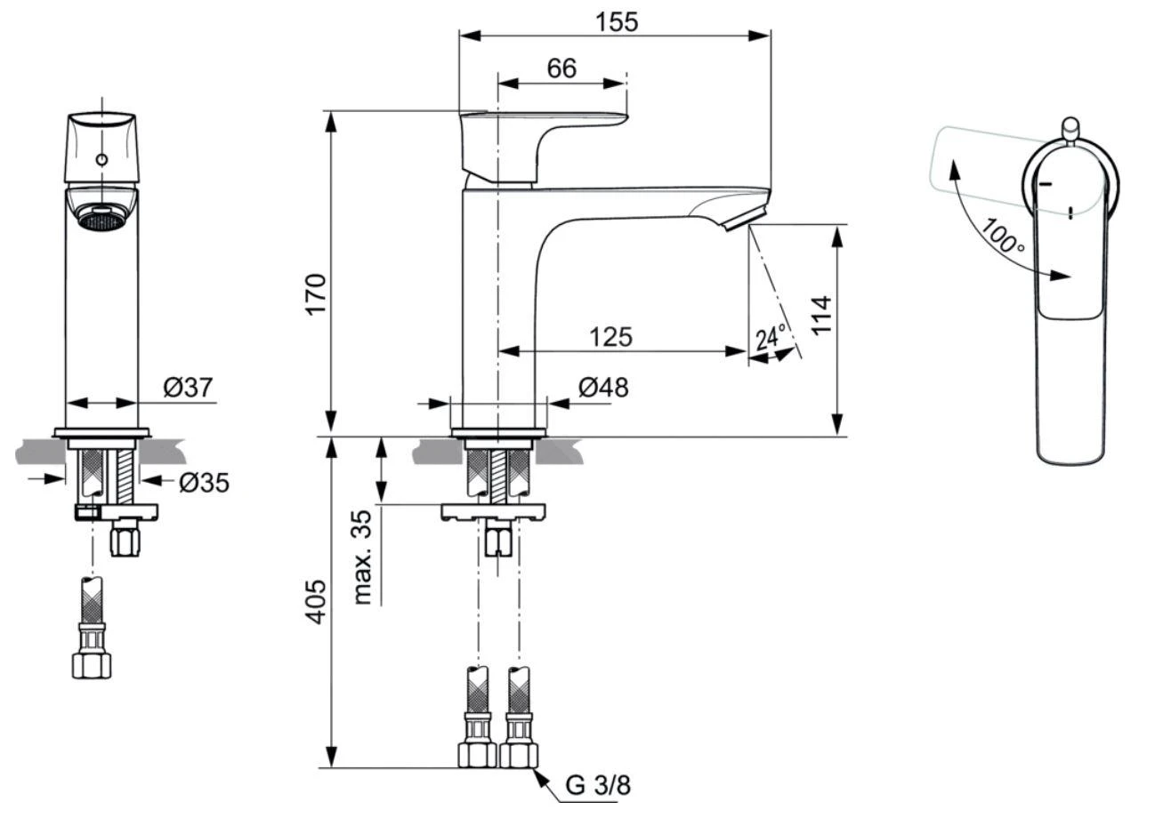 Ideal Standard Connect Air - Grande Slim Wastafelkraan, BlueStart, Magnetic Grey A7016A5 2 Ideal Standard Connect Air - Grande Slim Wastafelkraan, BlueStart, Magnetic Grey A7016A5 - Afbeelding 2