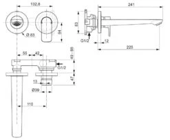 Ideal Standard Connect Air - Inbouw Wastafelkraan, 2-gats, Magnetic Grey A7009A5 -Badkamer Luxe 75cda23356064ab365715bcf