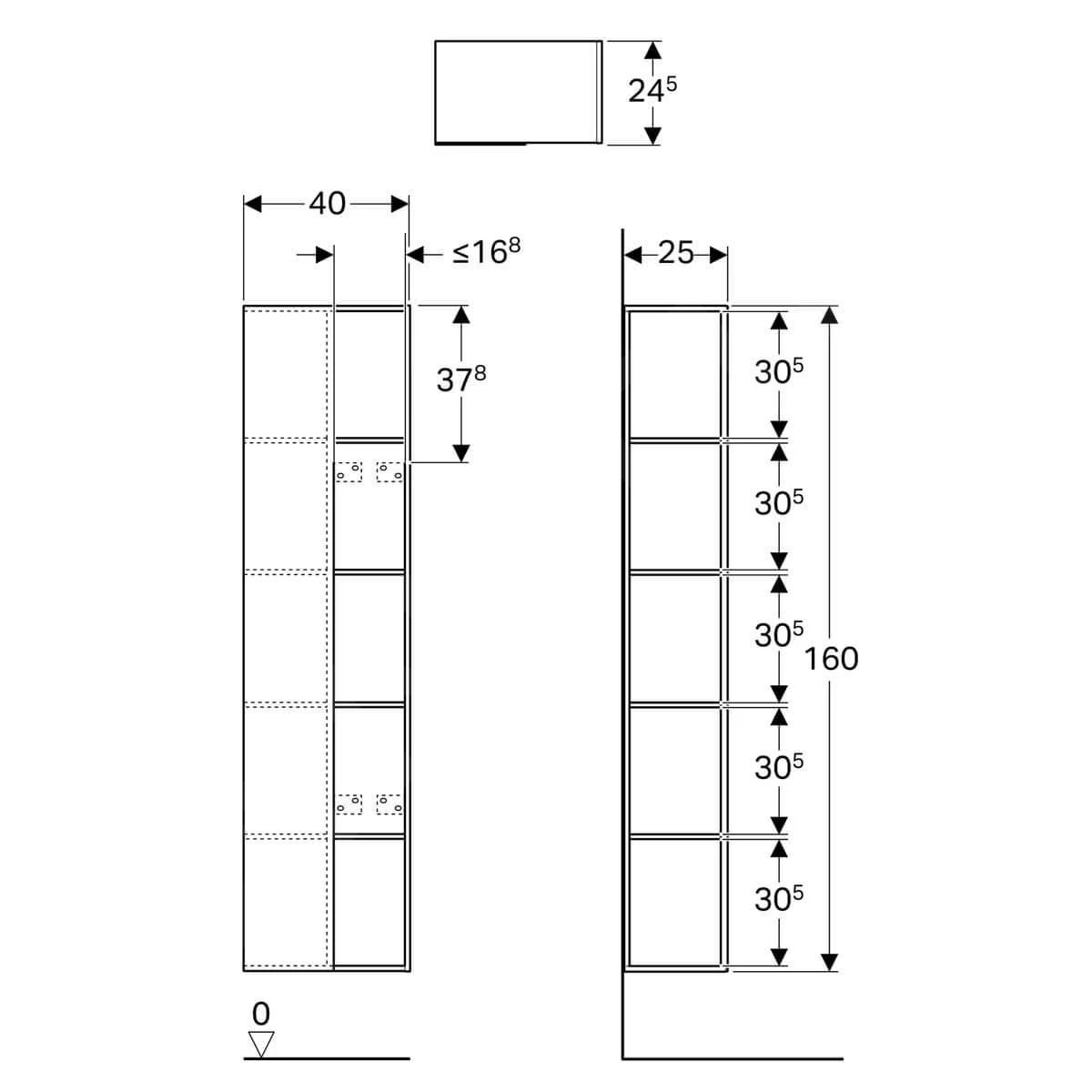 Geberit Citterio - Hoge Open Kast Met Spiegel 1600x400 Mm, Eik Beige 500.569.JI.1 2 Geberit Citterio - Hoge Open Kast Met Spiegel 1600x400 Mm, Eik Beige 500.569.JI.1 - Afbeelding 2