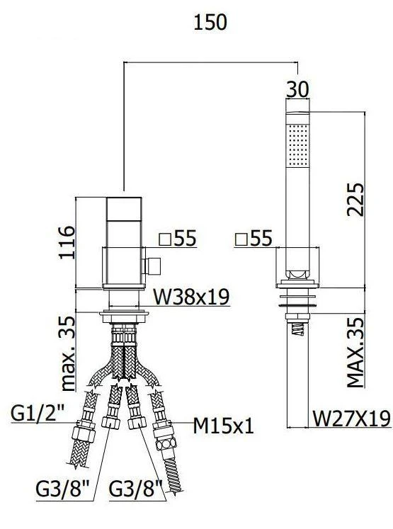 Paffoni Level - Badrandkraan, 2-gats, Chroom LEA041CR 2 Paffoni Level - Badrandkraan, 2-gats, Chroom LEA041CR - Afbeelding 2