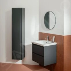 Laufen Lani - Hoge Kast 165x35 Cm, 1 Deur, Scharnieren Links, Grijs H4037211122661 -Badkamer Luxe 79e38e586d56cab881cd688b