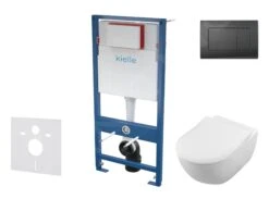 Kielle Genesis - Voorwand Montageset, Subway Toilet En Softclose Toiletbril, CeramicPlus, Gemini III Bedieningspaneel, Mat Zwart SANI11AK5104