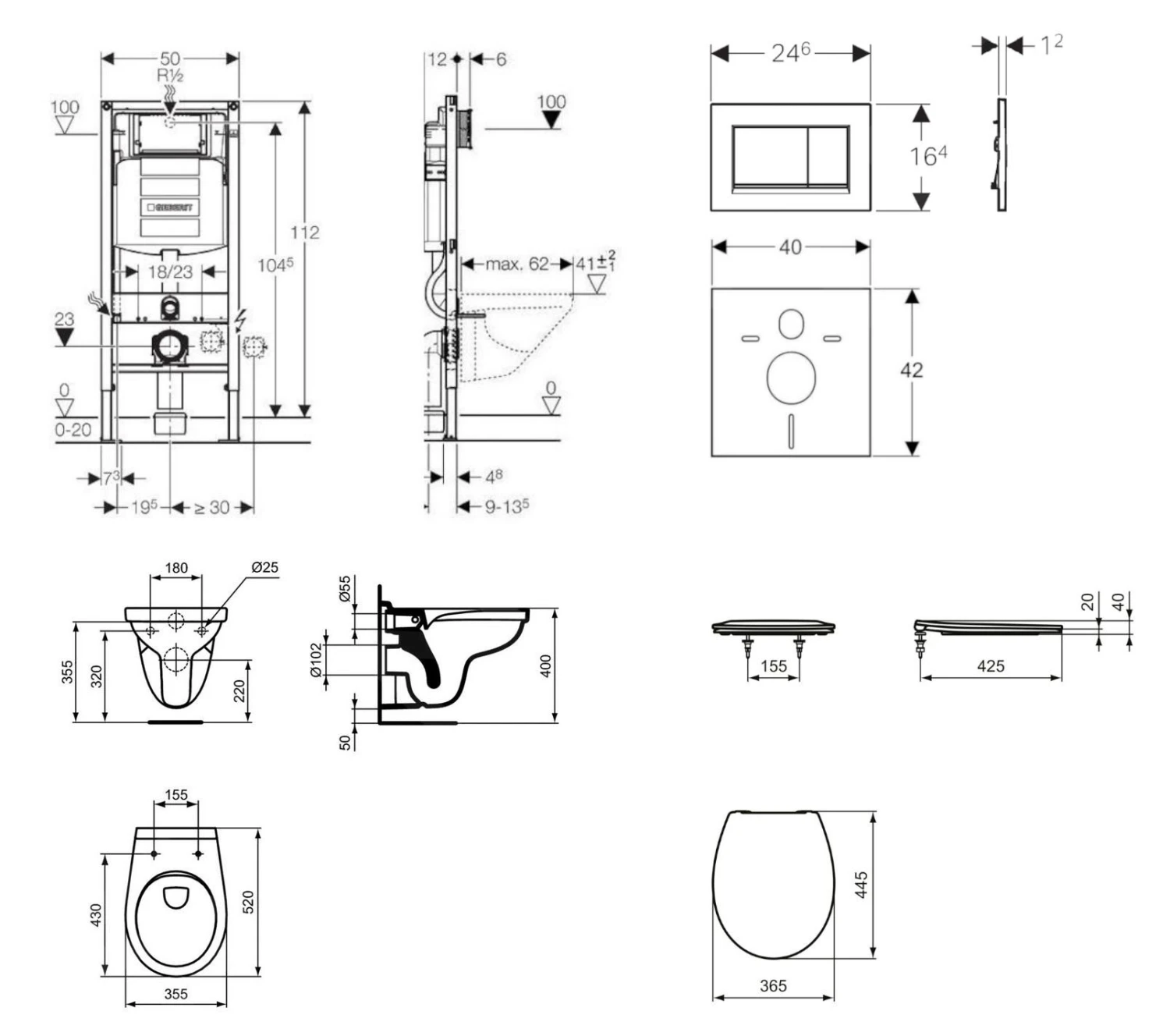Geberit Duofix - Set Voorwandinstallatie, Closet Alpha Met WC-zitting, SIGMA30 Bedieningsknop, Mat Chroom/chroom 111.300.00.5 ND7 2 Geberit Duofix - Set Voorwandinstallatie, Closet Alpha Met WC-zitting, SIGMA30 Bedieningsknop, Mat Chroom/chroom 111.300.00.5 ND7 - Afbeelding 2