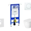 Geberit Duofix - Toiletset Met Sigma01 Bedieningsplaat, Alpine Wit + Duravit ME By Starck Hangend Toilet En Wc Bril, Rimless, SoftClose 111.355.00.5 NM1