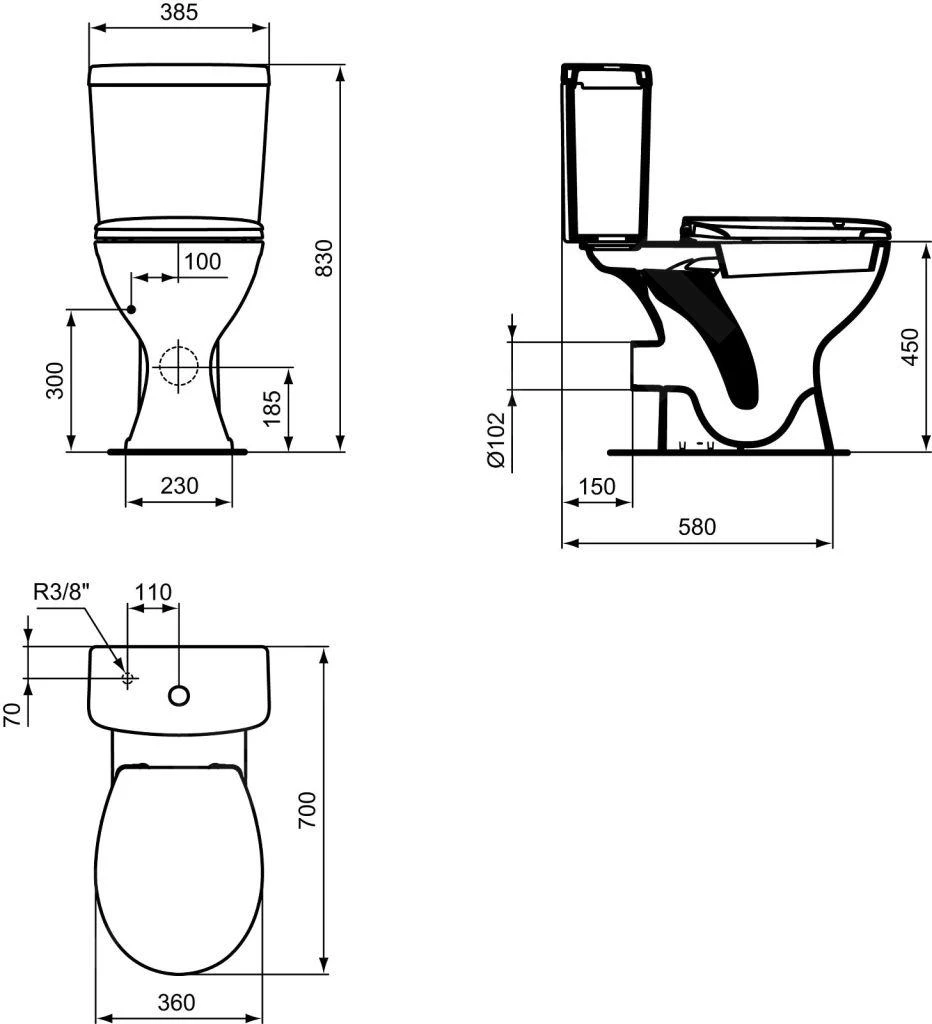 Ideal Standard Contour 21 - Staande Toiletpot, Voor Mensen Met Een Lichamelijke Beperking, 360x450x660 Mm, Afval Aan De Achterkant, Wit E883201 2 Ideal Standard Contour 21 - Staande Toiletpot, Voor Mensen Met Een Lichamelijke Beperking, 360x450x660 Mm, Afval Aan De Achterkant, Wit E883201 - Afbeelding 2