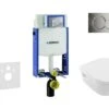 Geberit Kombifix - Inbouwreservoir Voor Hangend Toilet Met SIGMA01 Bedieningsknop, Glanzend Chroom + Villeroy Boch - Hangend Toilet En Wc-bril, DirectFlush, SoftClose, CeramicPlus 110.302.00.5 NB2