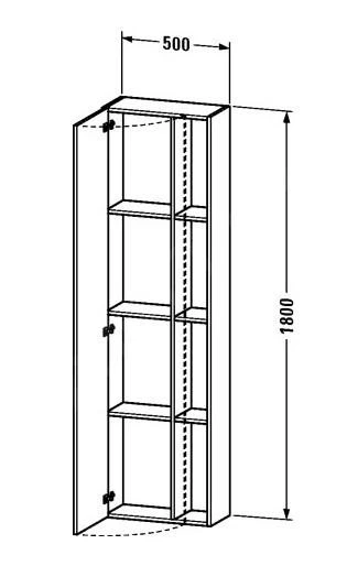 Duravit DuraStyle - Hoge Kast 1800x500x240 Mm, Links, Glanzend Wit DS1248L2222 2 Duravit DuraStyle - Hoge Kast 1800x500x240 Mm, Links, Glanzend Wit DS1248L2222 - Afbeelding 2