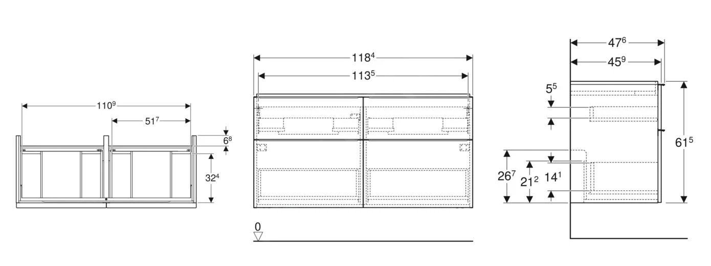 Geberit ICon - Wastafelonderkast, 118x62x48 Cm, 4 Laden, Glanzend Wit 502.309.01.1 2 Geberit ICon - Wastafelonderkast, 118x62x48 Cm, 4 Laden, Glanzend Wit 502.309.01.1 - Afbeelding 2