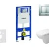 Geberit Duofix - Toiletset Met Sigma30 Bedieningsplaat, Mat Chroom/chroom + Duravit D-Code Hangend Toilet En Wc Bril, Rimless, SoftClose 111.300.00.5 NH7