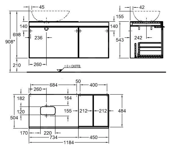 Geberit Citterio - Wastafelonderkast 560 Mm Voor Waskom, Met Bijzetplank, Glanzend Grijsbruin/eik Beige 500.564.JI.1 2 Geberit Citterio - Wastafelonderkast 560 Mm Voor Waskom, Met Bijzetplank, Glanzend Grijsbruin/eik Beige 500.564.JI.1 - Afbeelding 2