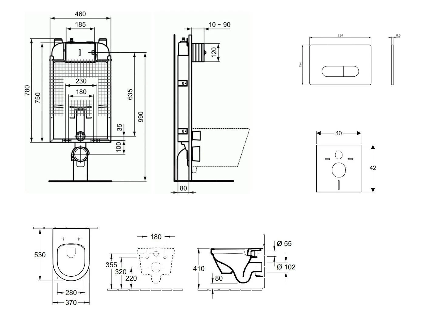 Ideal Standard ProSys - Toiletset- Inbouwreservoir, Closet, WC-zitting Architectura, Oleas M1 Bedieningsplaat, DirectFlush, SoftClose, CeramicPlus, Chroom ProSys80M SP120 2 Ideal Standard ProSys - Toiletset- Inbouwreservoir, Closet, WC-zitting Architectura, Oleas M1 Bedieningsplaat, DirectFlush, SoftClose, CeramicPlus, Chroom ProSys80M SP120 - Afbeelding 2
