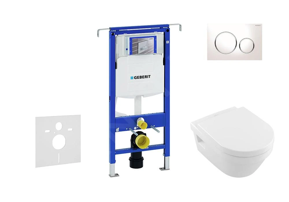 Geberit Duofix - Inbouwreservoir Voor Hangend Toilet Met SIGMA20 Bedieningsknop, Wit/glanzend Chroom + Villeroy Boch - Hangend Toilet En Wc-bril, DirectFlush, SoftClose, CeramicPlus 111.355.00.5 NB4 1 Geberit Duofix - Inbouwreservoir Voor Hangend Toilet Met SIGMA20 Bedieningsknop, Wit/glanzend Chroom + Villeroy Boch - Hangend Toilet En Wc-bril, DirectFlush, SoftClose, CeramicPlus 111.355.00.5 NB4